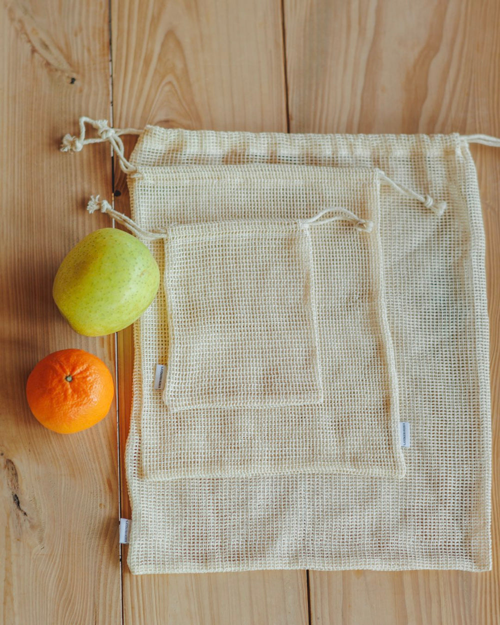 オーガニックコットンのメッシュバッグ[3サイズセット